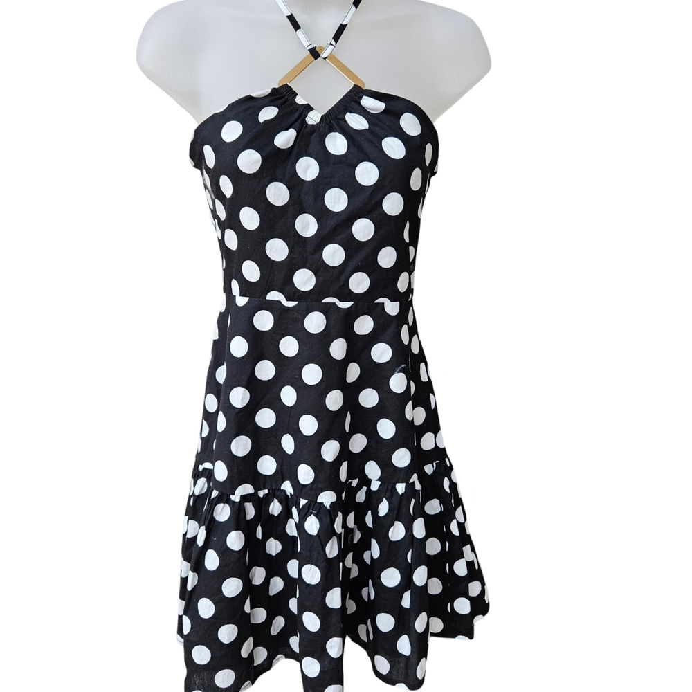 Black and White Polka Dot Halter Dress